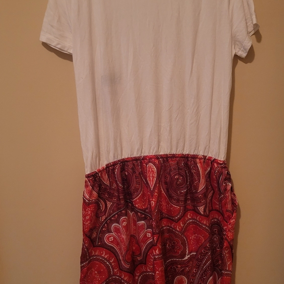 NWT Ralph Lauren Red Pink Paisley Print T-shirt Dress Size L - Picture 2 of 8